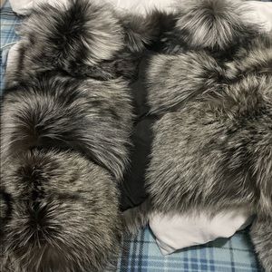 Silver Fox Fur cropped jacket . Never worn . Size large.
